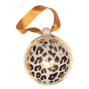 Christmas bauble Gold Leopard print (7,5cm)