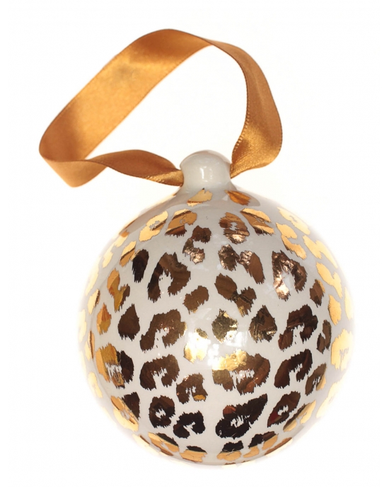 Christmas bauble Gold Leopard print (7,5cm)