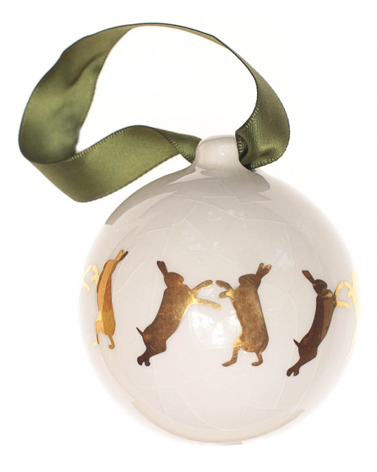 Christmas bauble Gold Boxing Hare (6,5cm)